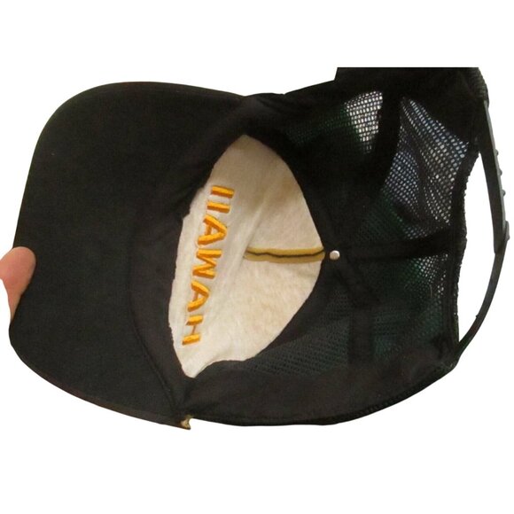 Vintage Hawaii Snapback Hat Cap Mesh Trucker Black Embroidered NWD NOS New - Picture 5 of 6